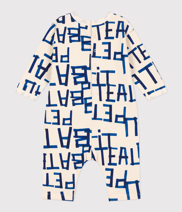 Lang pakje in molton met print voor baby's ecru/multicouleur