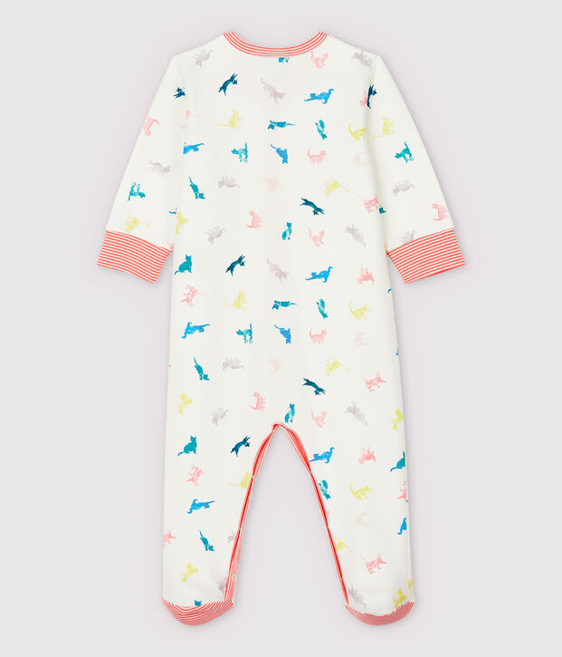 Kleurrijke pyjama met katten voor baby's, van dubbelzijdige jersey wit/multicouleur