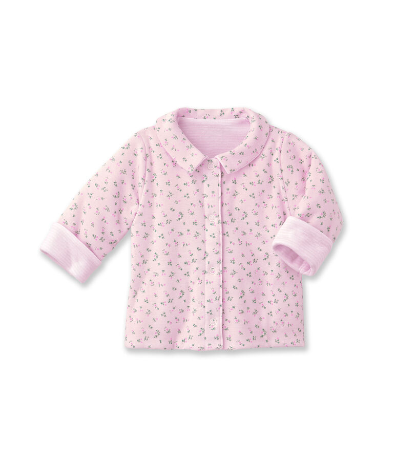Omkeerbaar gewatteerd uniseks babyvestje met milleraies-strepen - Vorige collectie roze VIENNE/wit ECUME