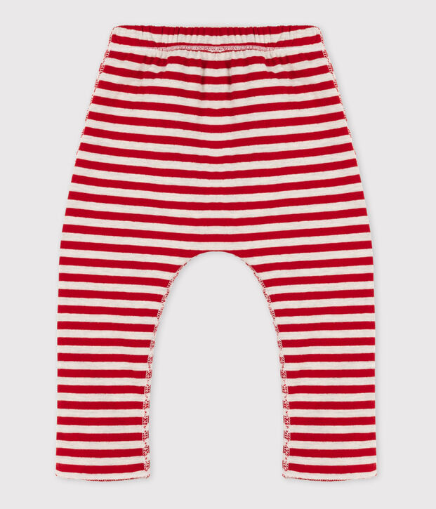 Gestreepte broek in tubic voor baby's rood/beige