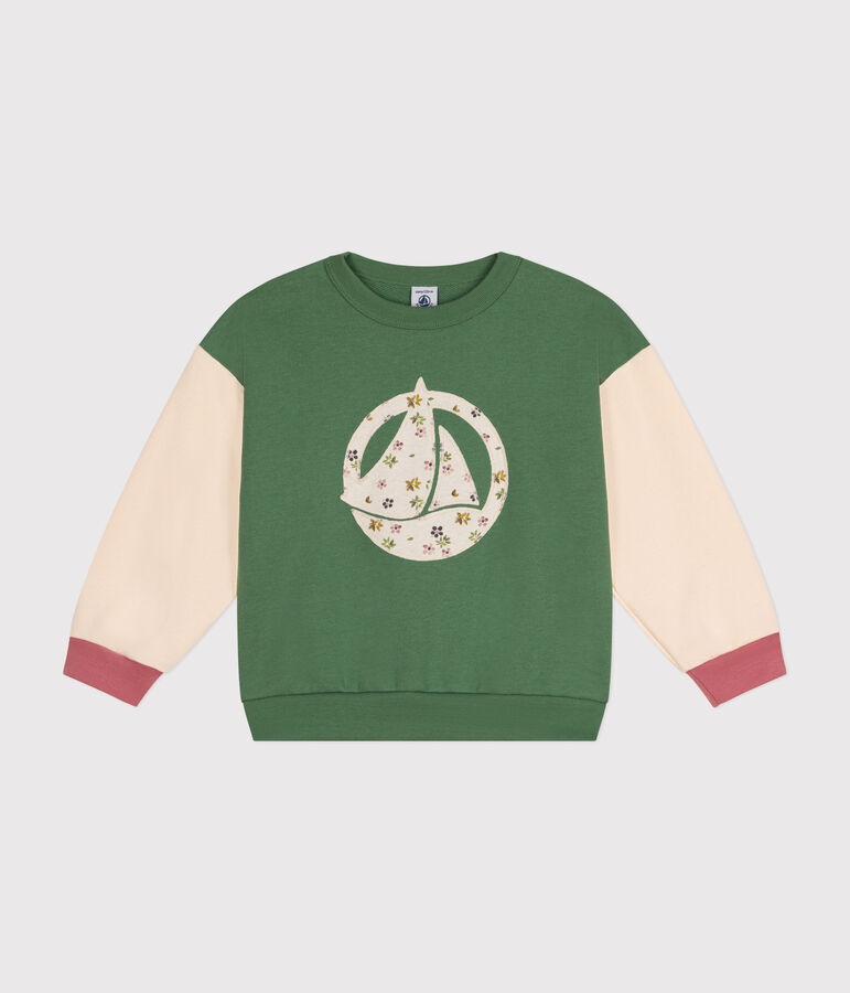 Sweater in fleece voor meisjes groen/multicouleur