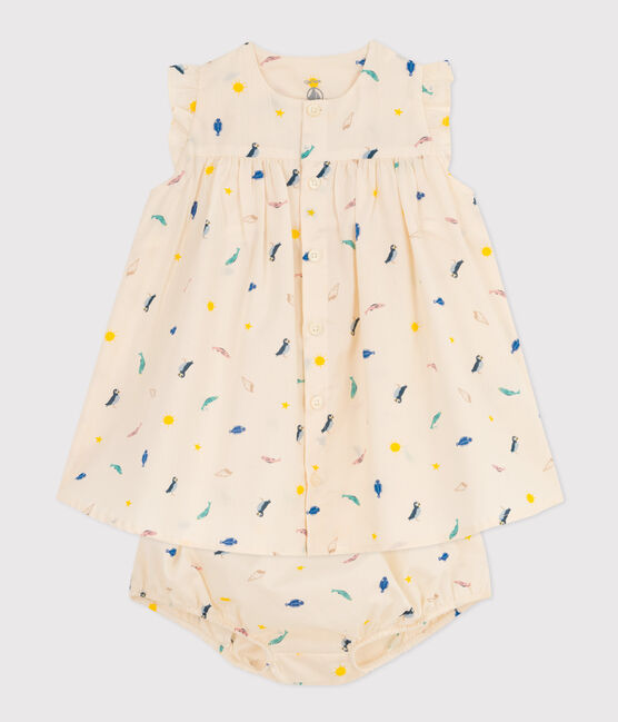 Popeline jurk en bloomer met print voor baby's wit AVALANCHE/ MULTICO