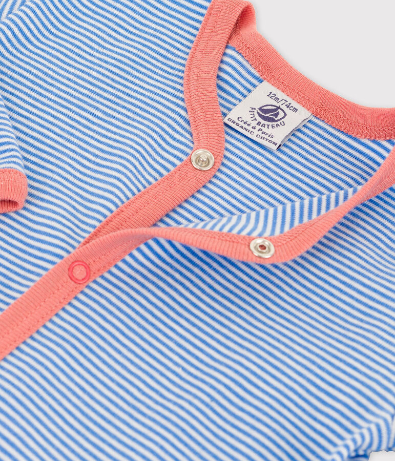 Dors-bien b&eacute;b&eacute; &agrave; rayures en coton biologique bleu BRASIER/gris MARSHMALLOW