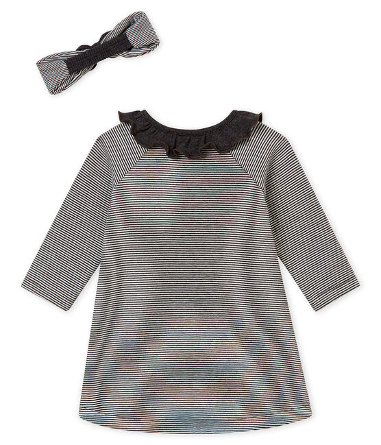 Robe rayée et bandeau bébé fille variante 1