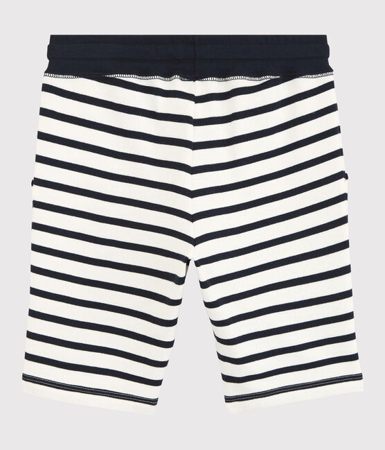 Bermuda en coton enfant garçon blanc MARSHMALLOW/bleu SMOKING