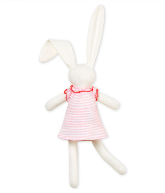Aangeklede konijnenknuffel roze VIENNE/wit MARSHMALLOW