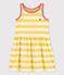 Robe rayée sans manche en coton enfant fille jaune ORGE/blanc MARSHMALLOW