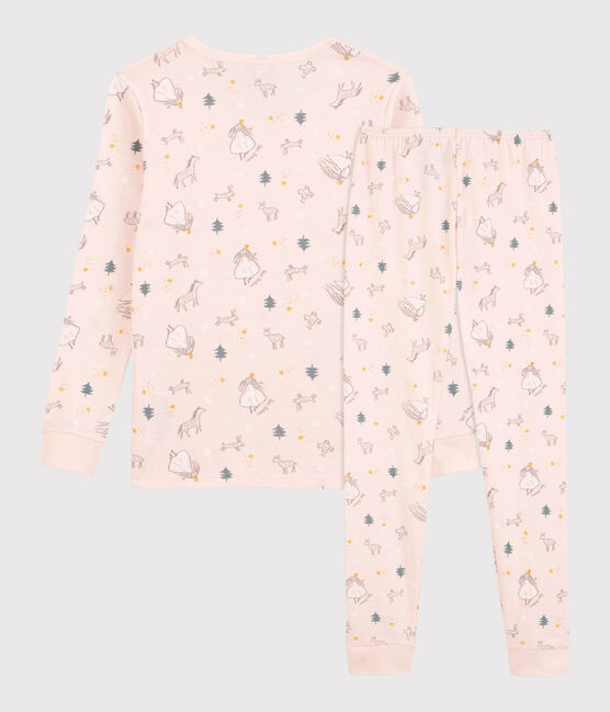 Pyjama snugfit imprimé princesses petite fille en coton rose FLEUR/blanc MULTICO