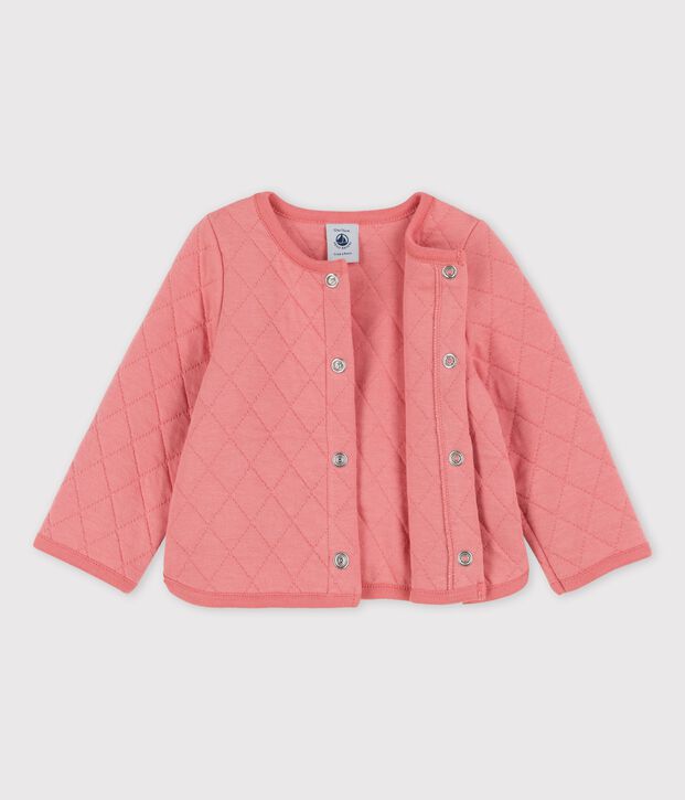 Babyvest in doorgestikte tubic roze