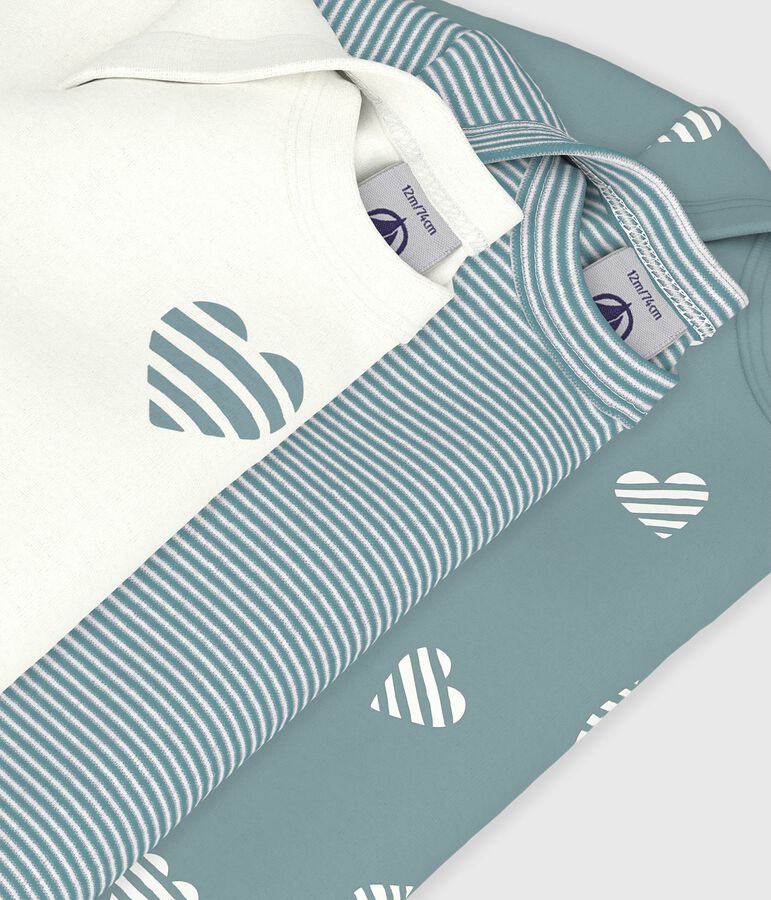 Setje van katoenen babybody's met lange mouwen en hartjesprint multicouleur