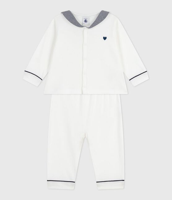 Pyjama 2 pièces bébé avec col marin blanc MARSHMALLOW