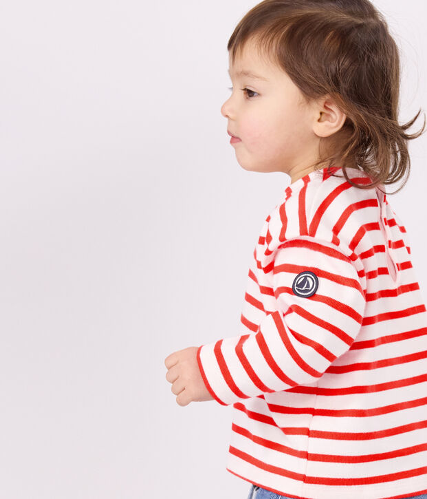 Baby matrozentopje van dik katoen roze/rood