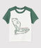 Katoenen T-shirt met korte mouwen voor babyjongens wit MARSHMALLOW/groen VALLEE