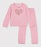 Pyjama enfant en velours &agrave; motif c&oelig;urs rose