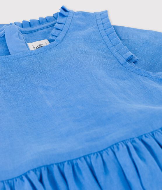 Robe sans manche en lin enfant fille bleu BRASIER