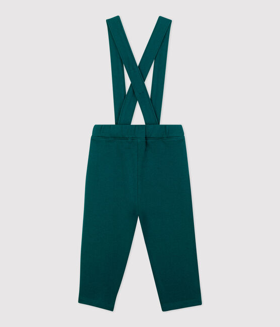 Broek met schouderbandjes van molton baby. groen PINEDE