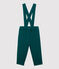 Broek met schouderbandjes van molton baby. groen PINEDE