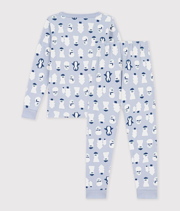 Nauw aansluitende katoenen kinderpyjama met print blauw/multicouleur