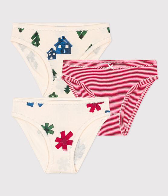 Set van 3 katoenen meisjesslips kerstmis variante 1