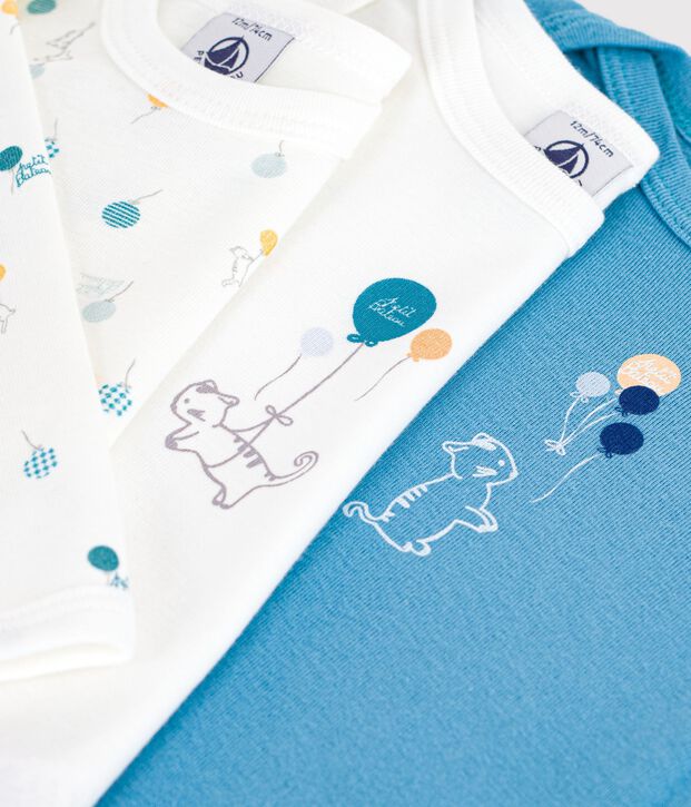 Lot de bodies manches longues en coton imprim&eacute; multicouleur