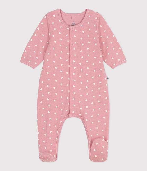 Bodyjama bébé en tubique petits cœurs rose CHARME/blanc MARSHMALLOW