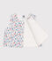 Mouwloos babyjasje in poplin met bloemenprint wit MARSHMALLOW/wit MULTICO