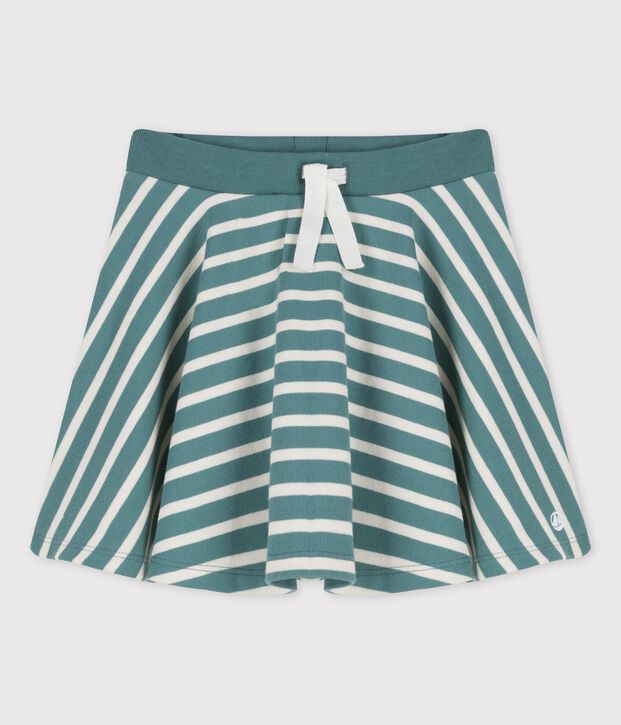 Jupe en coton enfant fille vert/&eacute;cru