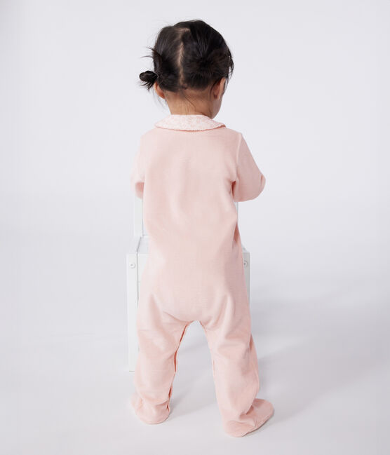 Fluwelen babypyjama met kraag roze SALINE