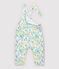 Salopette en molleton bébé fille. gris POUSSIERE/blanc MULTICO