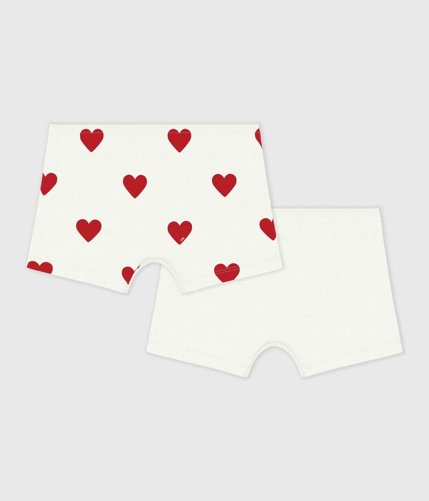 Lot de 2 shorties enfant en coton imprim&eacute; c&oelig;urs multicouleur