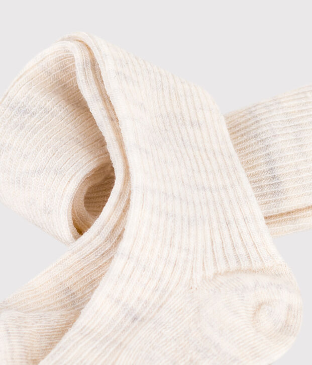 Collants b&eacute;b&eacute; en laine et coton unis beige