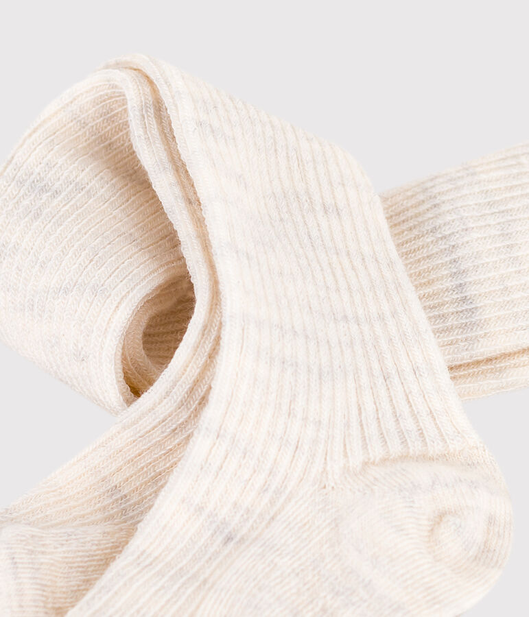 Collants b&eacute;b&eacute; en laine et coton unis beige