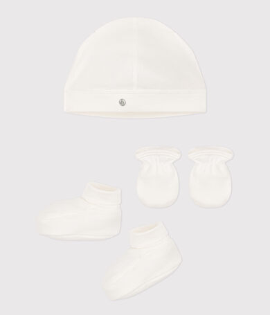 Set van muts, slofjes en wantjes voor baby's (unisex) van effen katoen