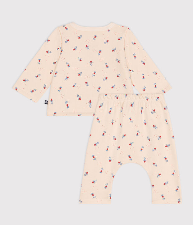 Tweedelig katoenen babysetje ecru/multicouleur