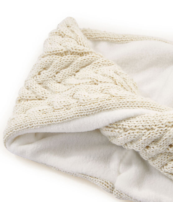 Meisjessnood in wolmix beige COQUILLE/geel DORE