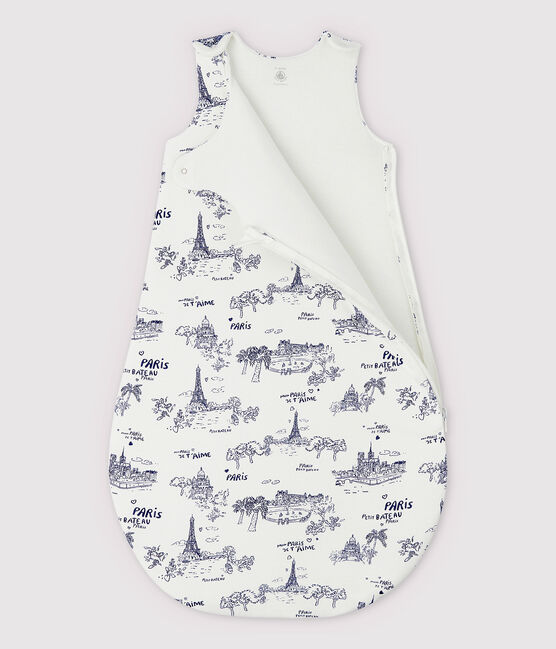 Toile de Jouy Paris slaapzak voor baby's van ribstof wit MARSHMALLOW/blauw MEDIEVAL