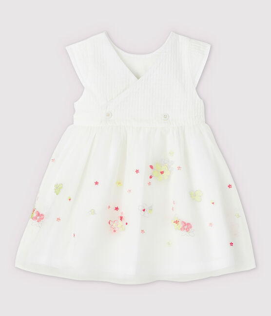 Robe de cérémonie avec du tulle brodé bébé fille blanc MARSHMALLOW/blanc MULTICO