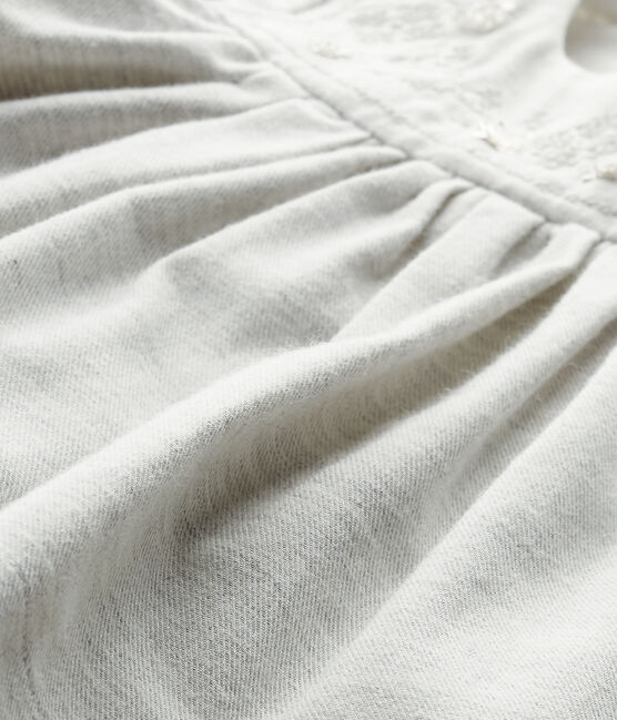 Robe bébé fille en twill brodé et bloomer gris GRIS CHINE
