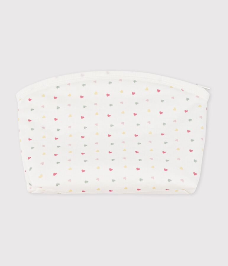 Pochette b&eacute;b&eacute; en coton imprim&eacute; petits c&oelig;urs blanc MARSHMALLOW/blanc MULTICO