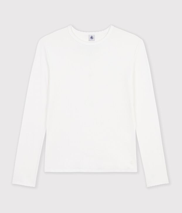 L'ICONIQUE, T-shirt voor dames met cocottesteek in katoen wit