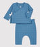 Ensemble 2 pièces bébé matelassés en coton biologique bleu POLOCHON