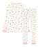 Pyjama petite fille coupe très ajustée en côte blanc MARSHMALLOW/blanc MULTICO