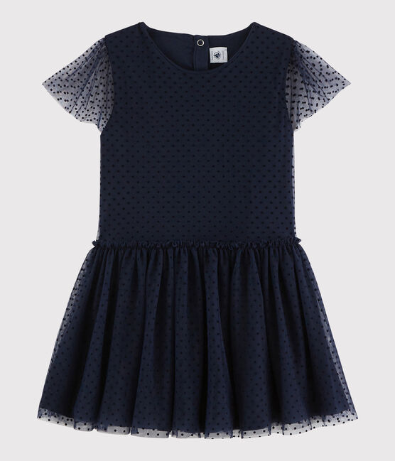 Robe manches courtes enfant fille bleu SMOKING