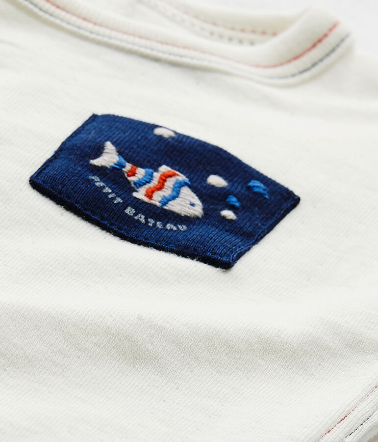 Effen T-shirt voor babyjongens wit MARSHMALLOW