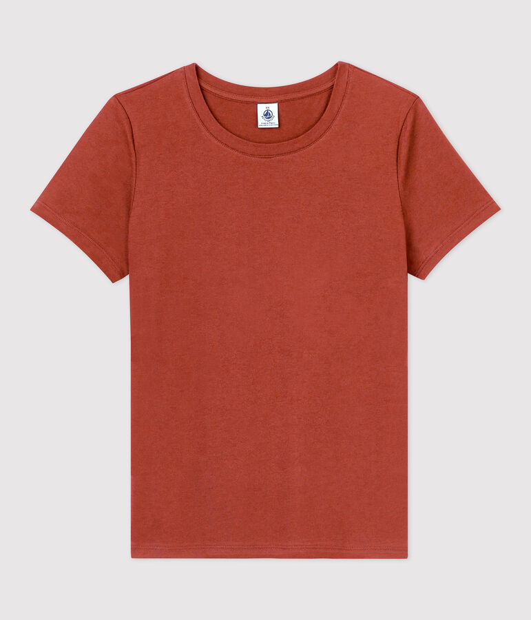 Tee-shirt LE DROIT col rond en coton bio Femme marron