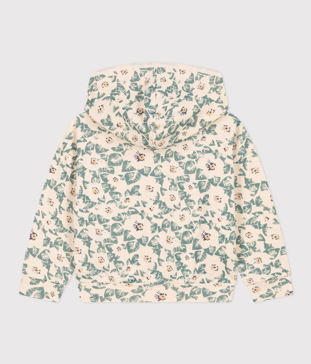 Sweatshirt &agrave; capuche en molleton enfant fille &eacute;cru/bleu/multicouleur