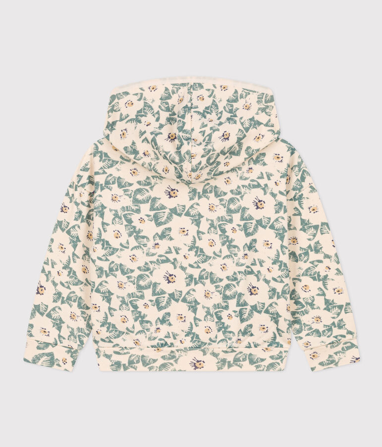 Sweatshirt &agrave; capuche en molleton enfant fille &eacute;cru/bleu/multicouleur