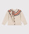 Cardigan jacquard laine et coton enfant fille beige MONTELIMAR/blanc MULTICO