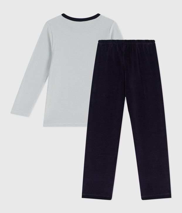 Pyjama enfant en velours bleu/bleu