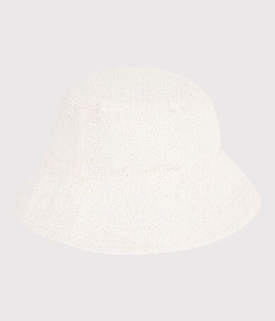 Zonnehoedje voor kinderen van poplin met broderie anglaise